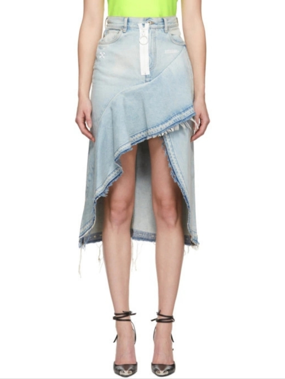 Off-White Blue Asymmetric Denim Skirt